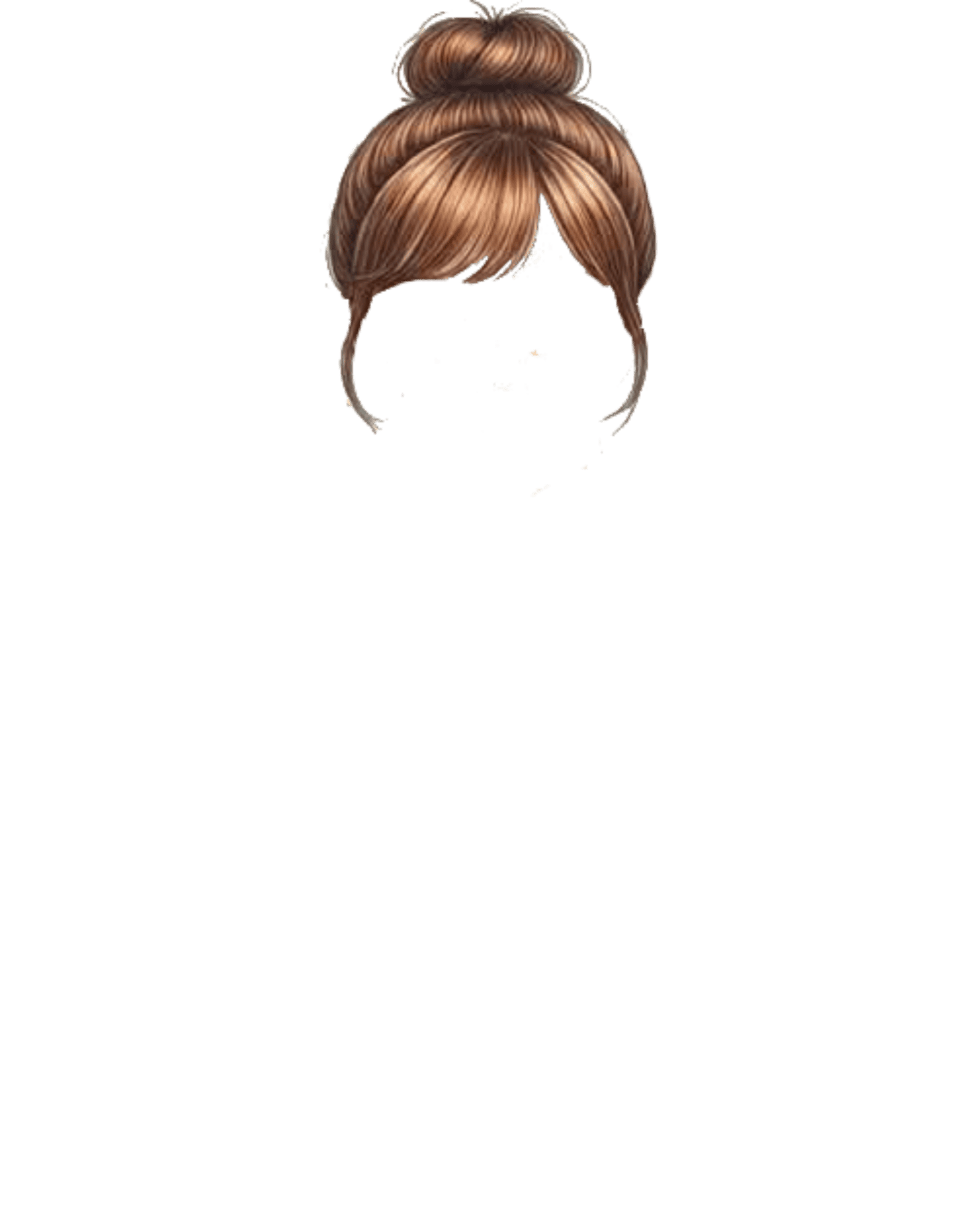 Brown hair in a top bun